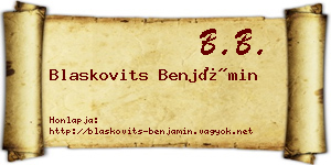 Blaskovits Benjámin névjegykártya